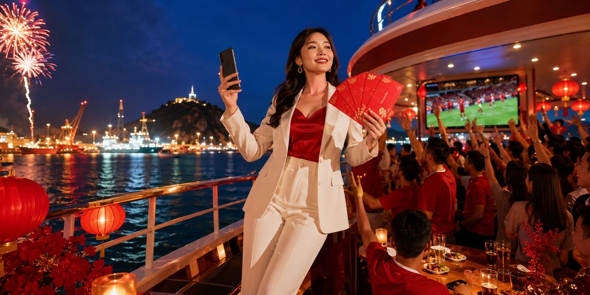 Người dùng thanh toán di động tại Vũng Tàu với không khí Tết rộn ràng